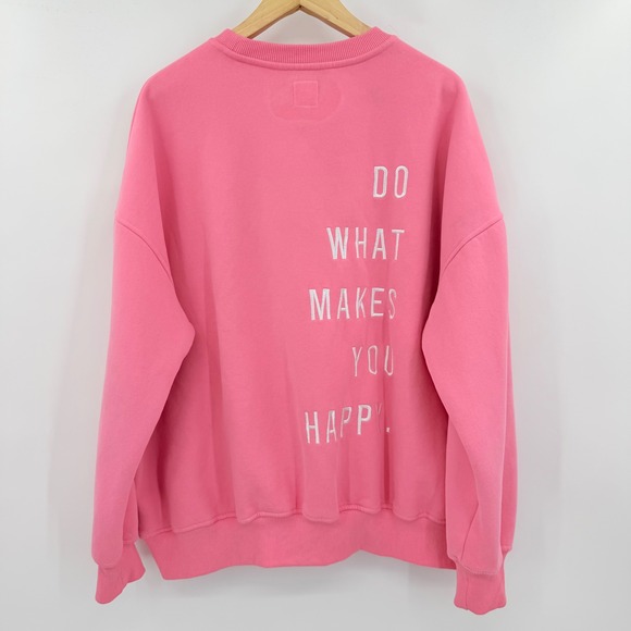 Sunkissed Coconut Pink Do What Makes You Happy Embroidered Sweatshirt Large - Picture 2 of 6
